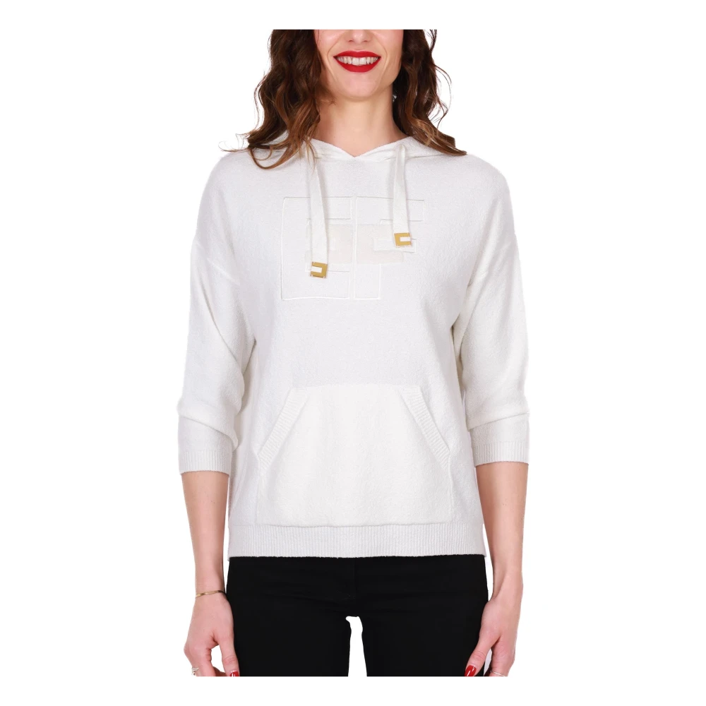 Elisabetta Franchi Witte hoodie met logodetail White Dames