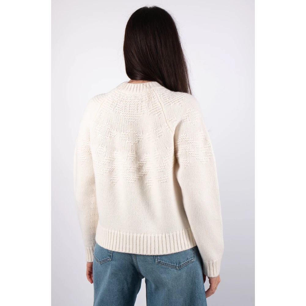 Vince Fair Isle Wol Raglan Trui White Dames