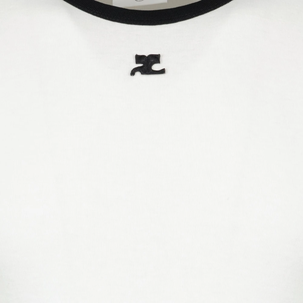 Courrèges Heren Contrast Handtekening T-shirt White Heren
