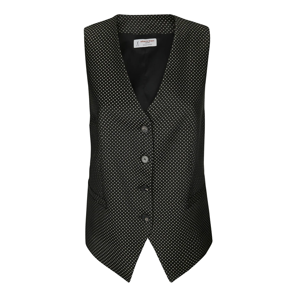 Alberto Biani Viscose Vest Stropdas Elegant Mode Black Dames