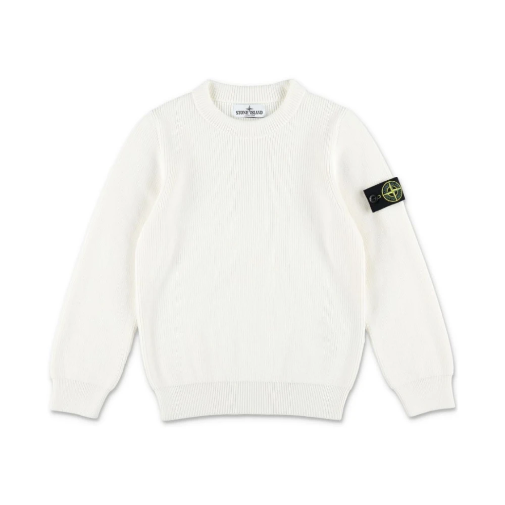 Stone Island Unisex Kids White Kids Knitwear, 8 Y, Kids Knitwear Jumper