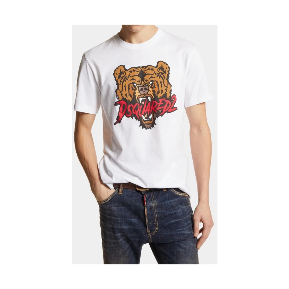 Dsquared2 Beer Print Ronde Hals T-shirt White Heren