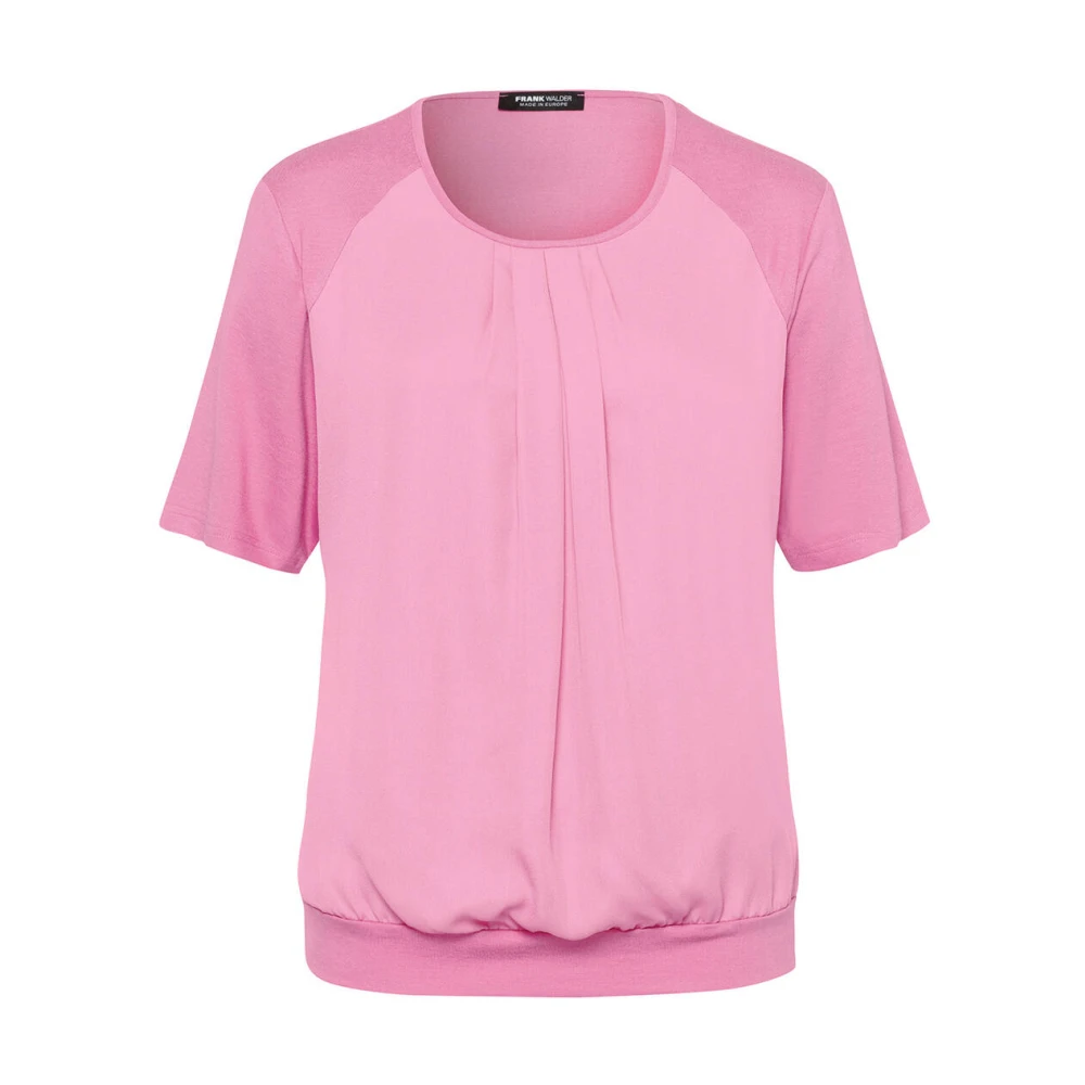 Frank Walder Korte Mouw Top Blouse Shirt Pink Dames