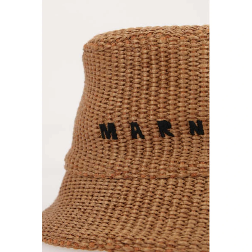 Marni Natuurlijke Synthetische Rafia Sjaal met Logo Borduursel Brown Heren