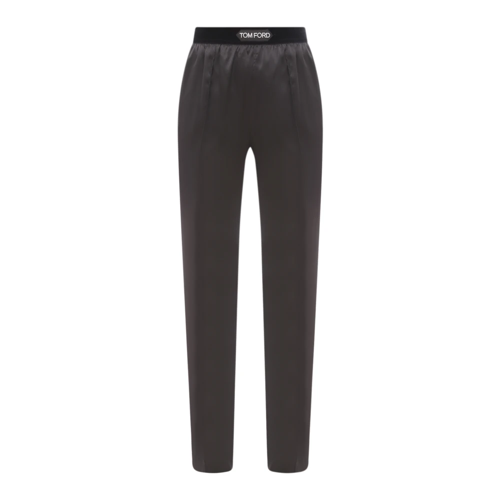 Tom Ford Zijden broek met fluwelen tailleband Black Dames