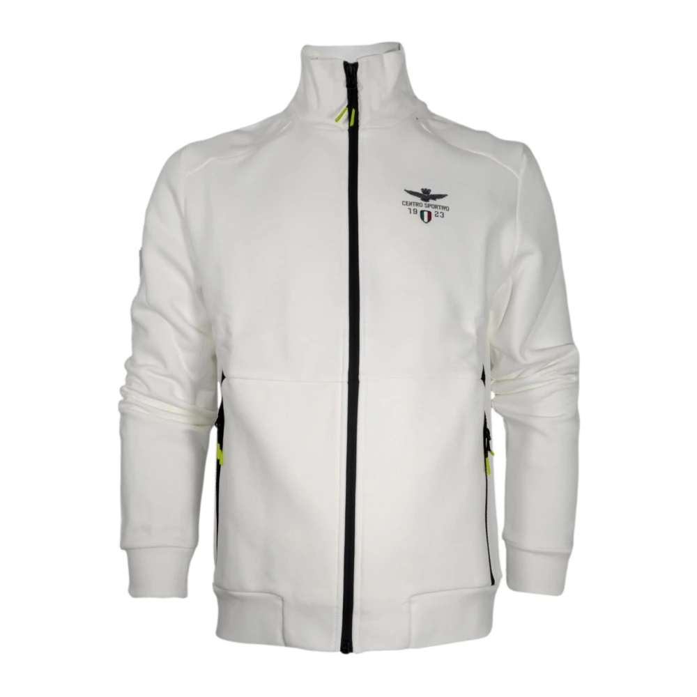 Aeronautica militare Hoodloze Sweatshirt 100% samenstelling Stijl 242Fe1944F565-73062 White Heren