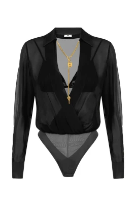 Body i georgette med juvelkedja