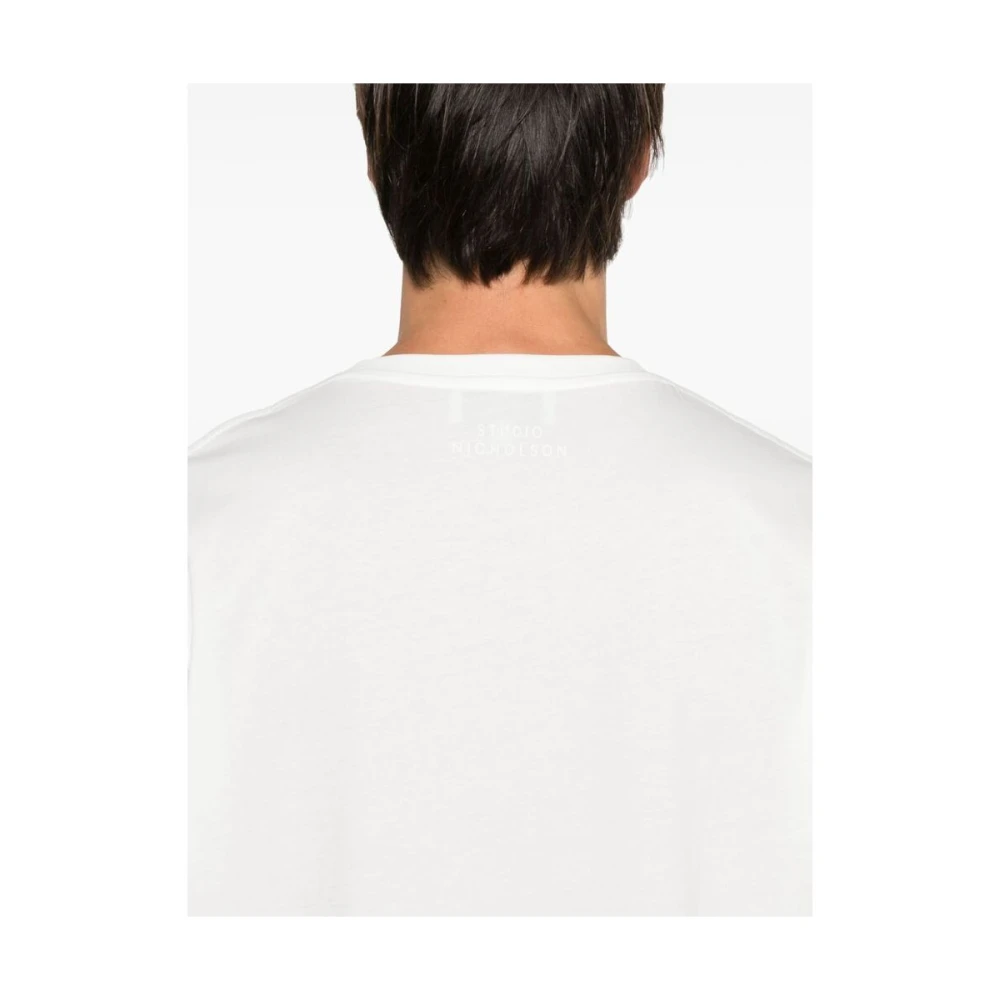 Studio Nicholson Witte Katoenen Crew Neck T-shirt White Heren