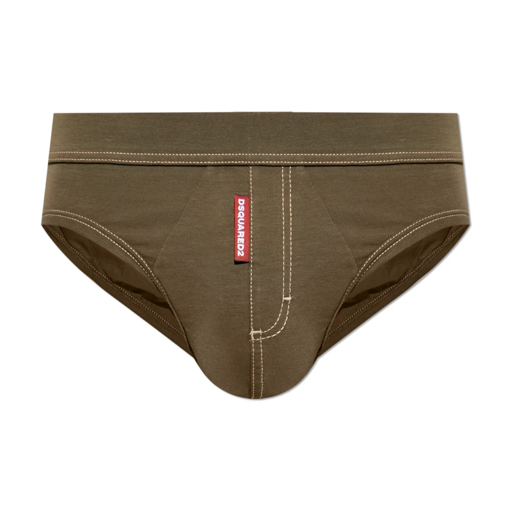 Dsquared2 Uomo Marrone - Slip In Cotone Con Logo - Underwear - L