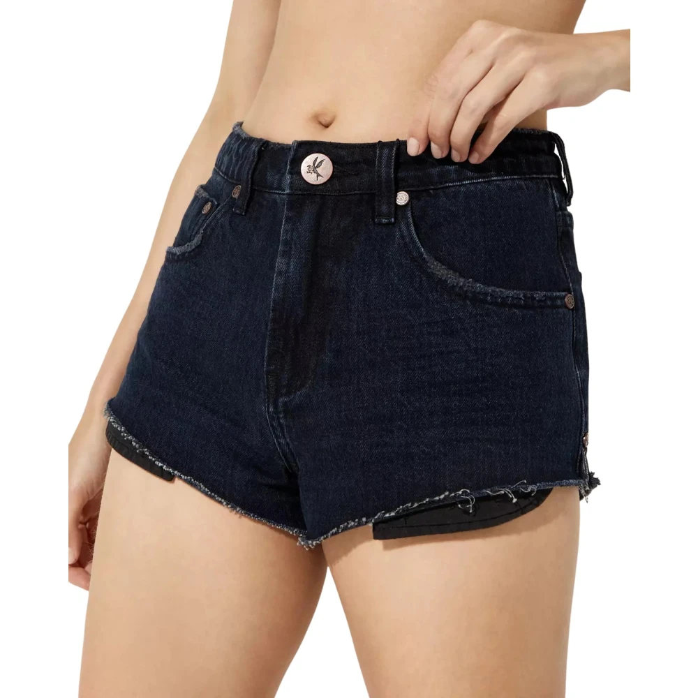 One Teaspoon Zwarte High Waist Denim Shorts Black Dames