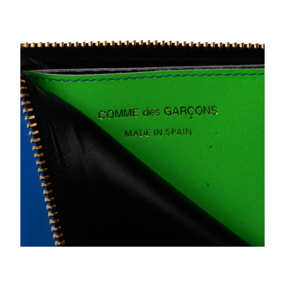 Comme des Garçons Oranje Blauw Leren Portemonnee Fluorescerend Orange Unisex