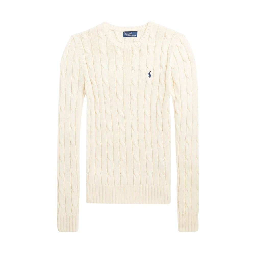 Polo Ralph Lauren Women's Beige Round-Neck Knitwear, Xs, Julianna Crewneck Cable Knit