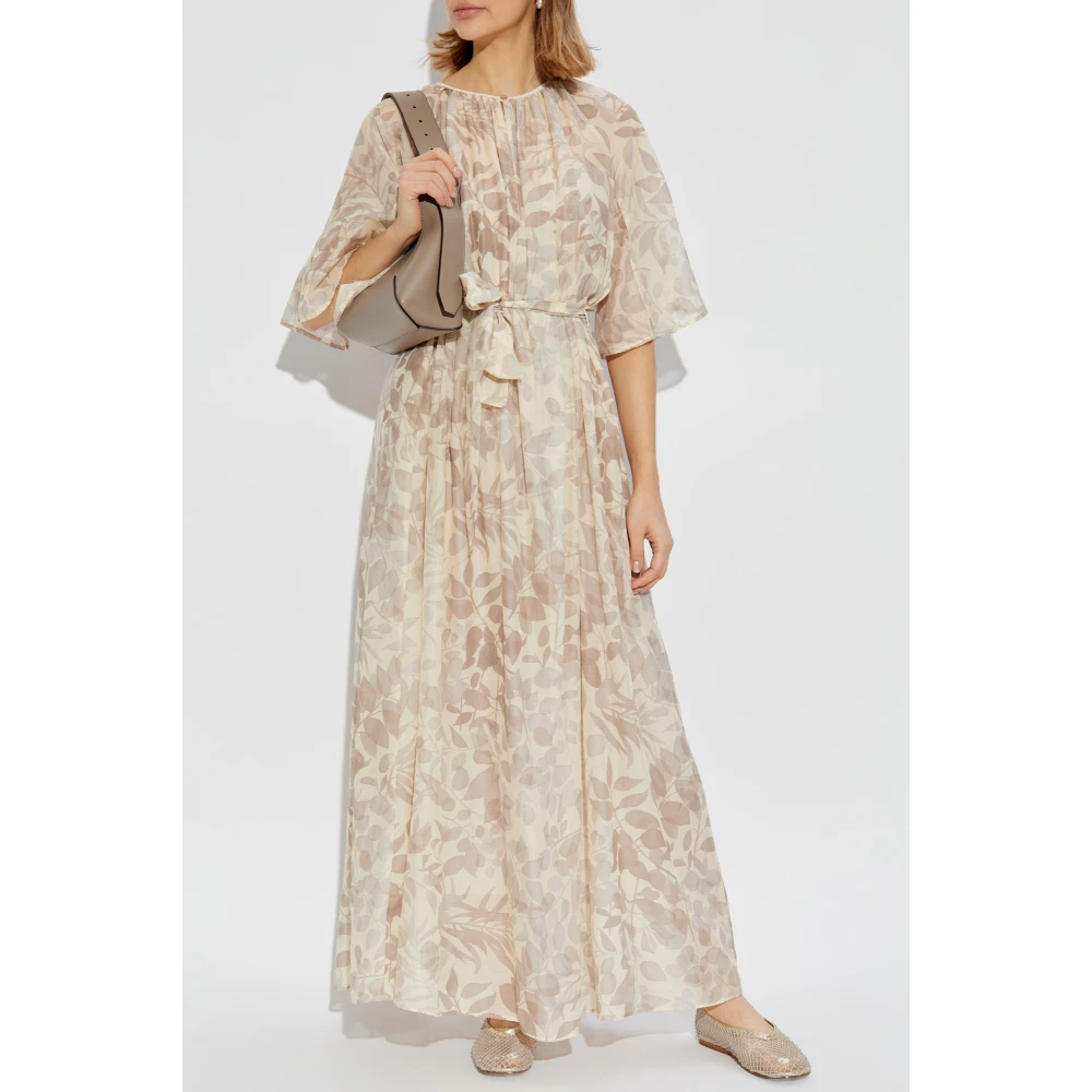 Forte Jurk met een taille riem Beige Dames