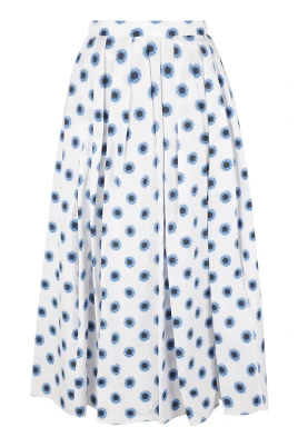 Floral Print Pleated Flare Skirt