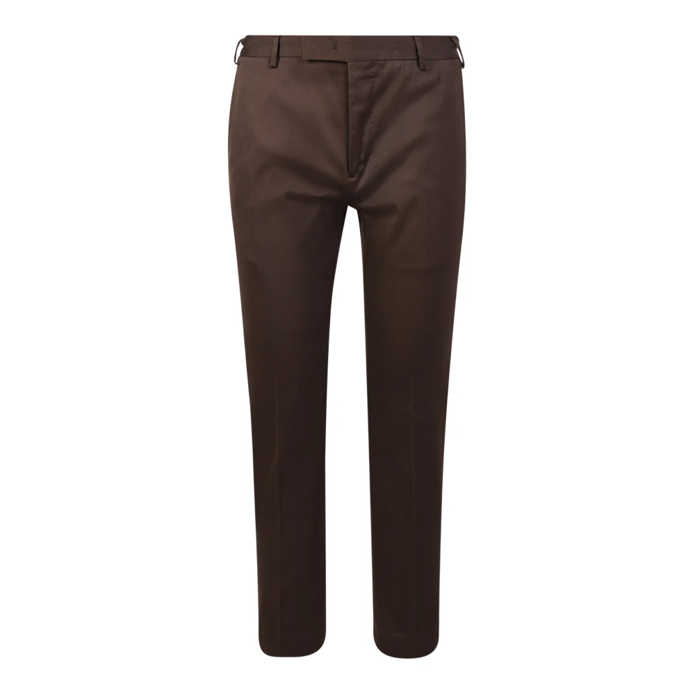 Pt Torino Men's Brown Skinny Fit Satin Trousers
