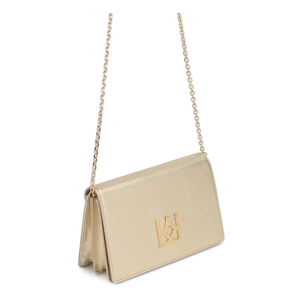 Kazar Kleine gouden tas aan een ketting met een groot monogram Yellow Dames