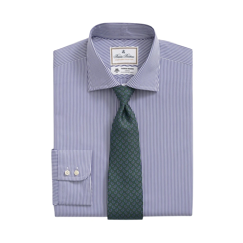 Brooks Brothers Gestreept overhemd met regular fit Thomas Mason Engelse spread collar Purple Heren