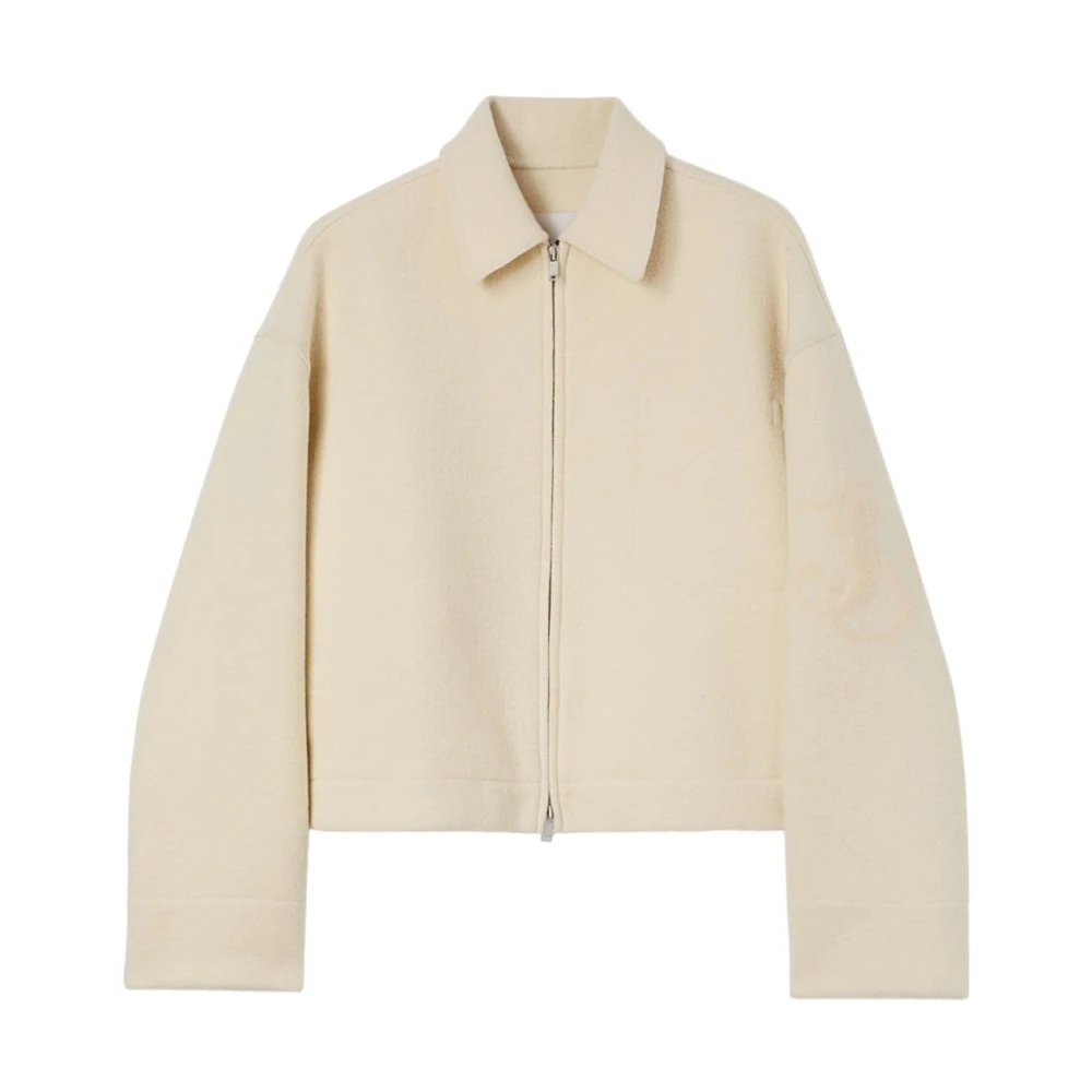 Jil Sander Beige Wol Logo Shirt Rits Zak Beige Dames