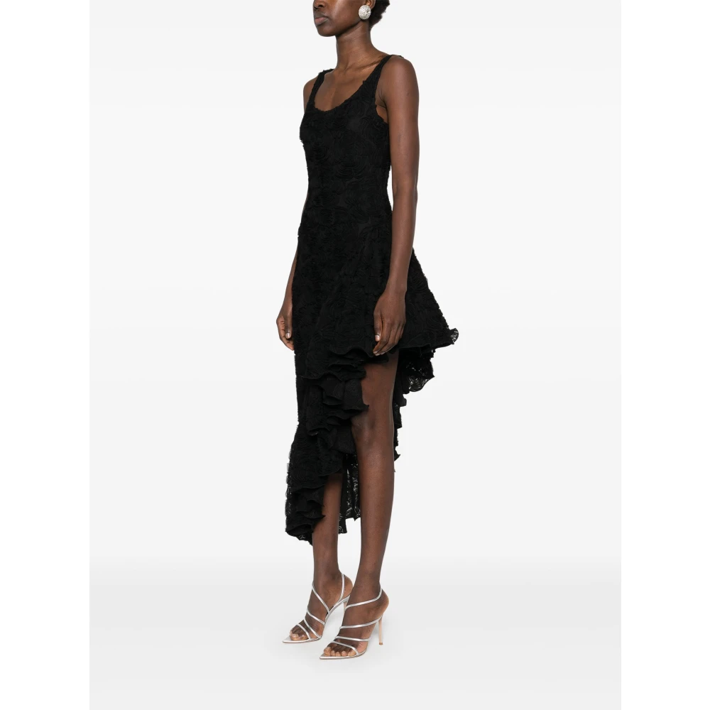 Rotate Birger Christensen Gebloemde Mesh Mini Jurk met Borduursel Black Dames