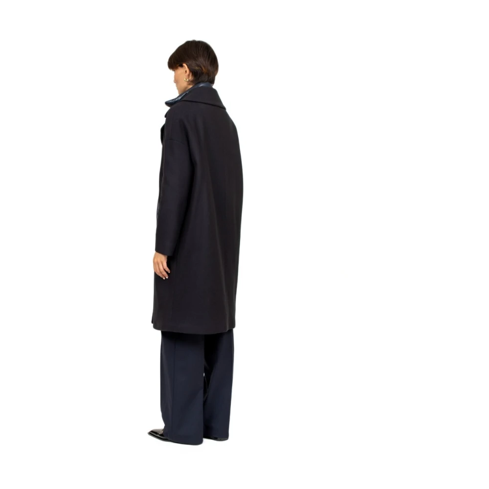 Herno Blauwe wollen jas met verwijderbare puffer Blue Dames