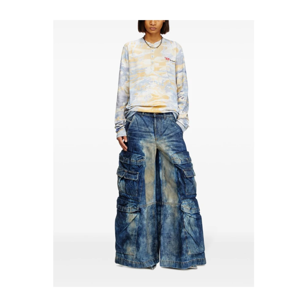 Diesel Denim Cargo Broek Unisex Indigo Blauw Blue Dames