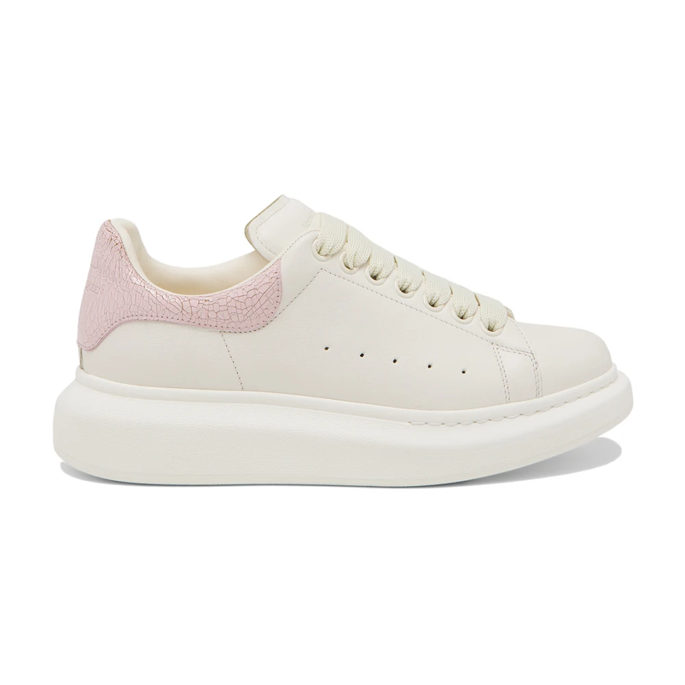 Alexander McQueen Vita Sneakers med Kontrasterande Häl White, Dam