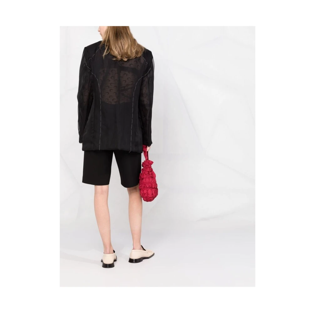 Maison Margiela Zwarte jas met transparante panelen Black Dames