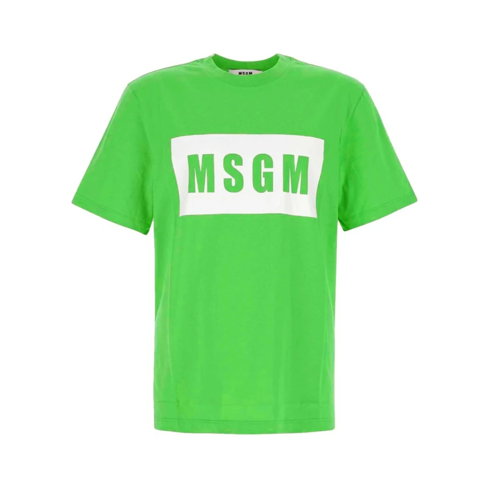 Msgm Men's Green Cotton T-Shirt For - T-Shirts - M - Tops