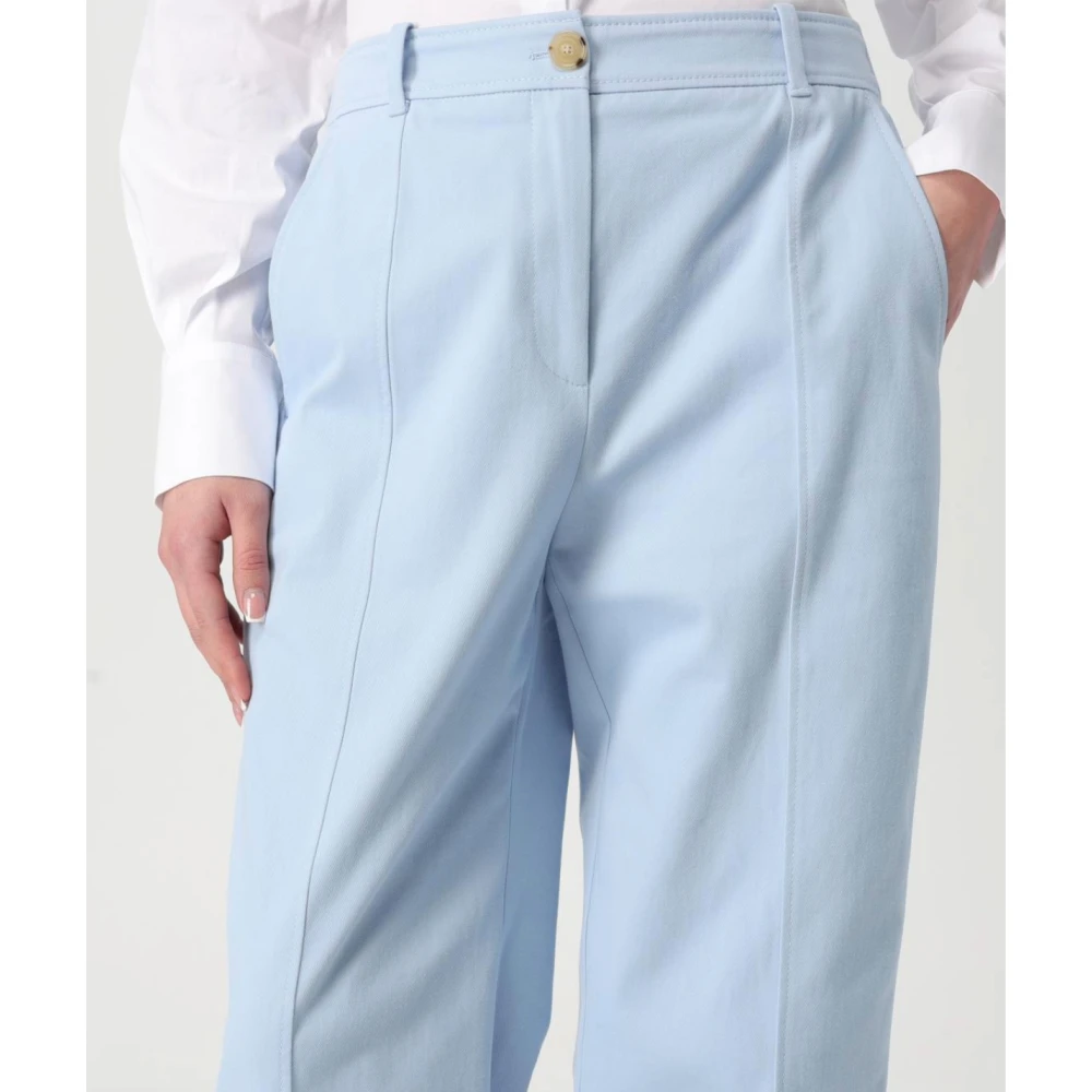 Hugo Boss Wijde Pijp Katoenen Broek Blue Dames