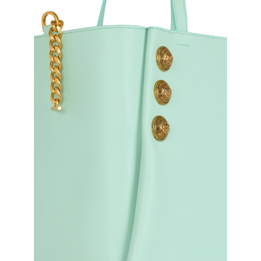 Balmain Emblème tote bag van generfd kalfsleer Blue Dames