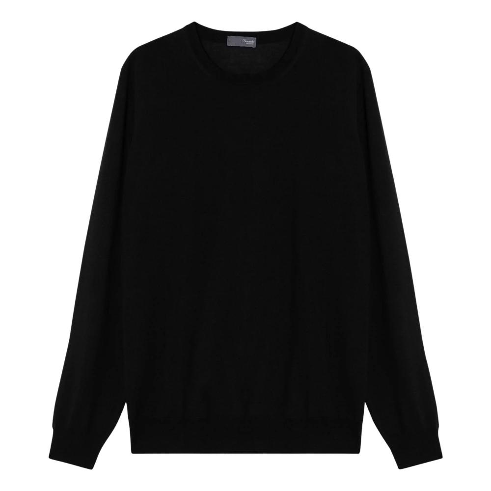 Drumohr Klassieke Crewneck Trui Black Heren