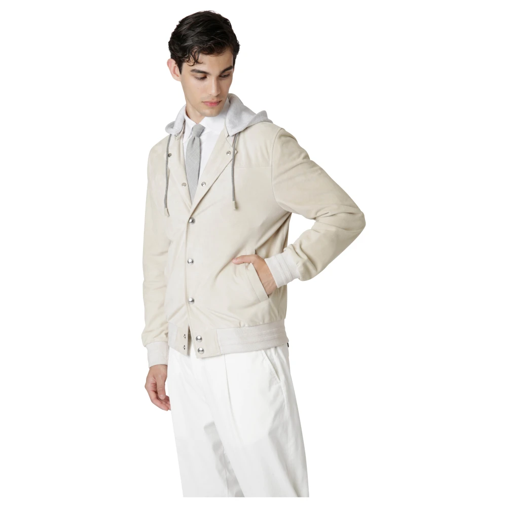 Eleventy Suede en Fleece Bomberjack Beige Heren