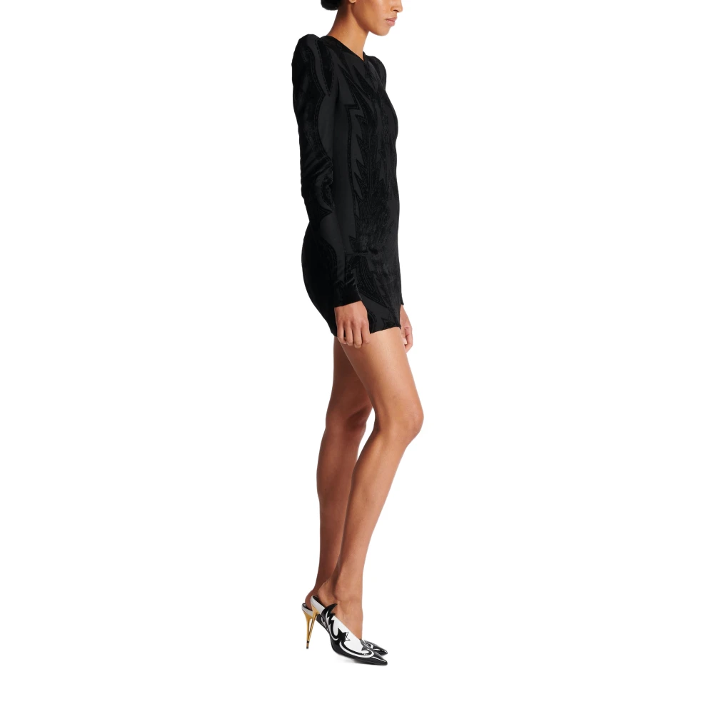Balmain Jersey Korte Jurk Black Dames