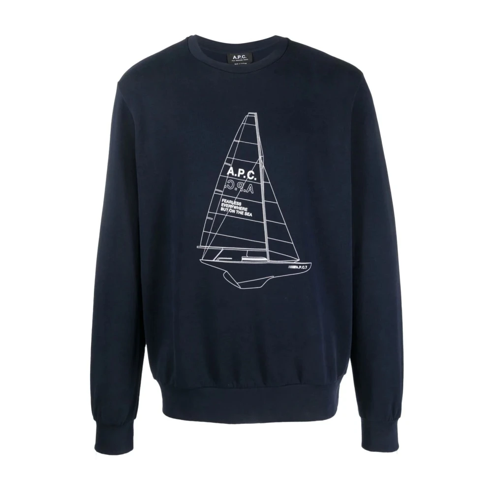 A.p.c. Sailboat Print Unisex Sweatshirt Blue Dames