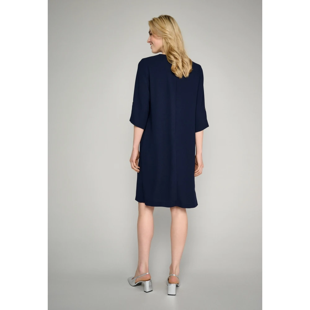 Marie Méro Elegante Blauwe V-Hals Jurk Blue Dames