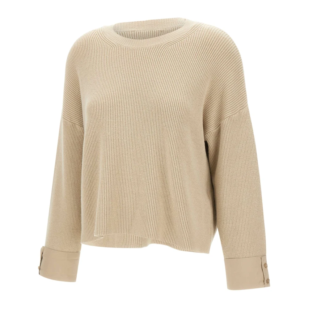 Kaos Angora Blend Trui Met Ronde Hals Beige Dames