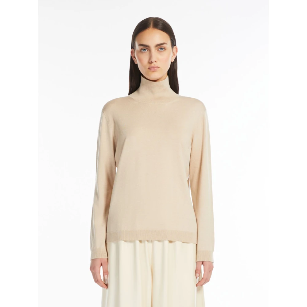 Max Mara Weekend Zijde Wol Polo Sweater Kiku Stijl Beige Dames