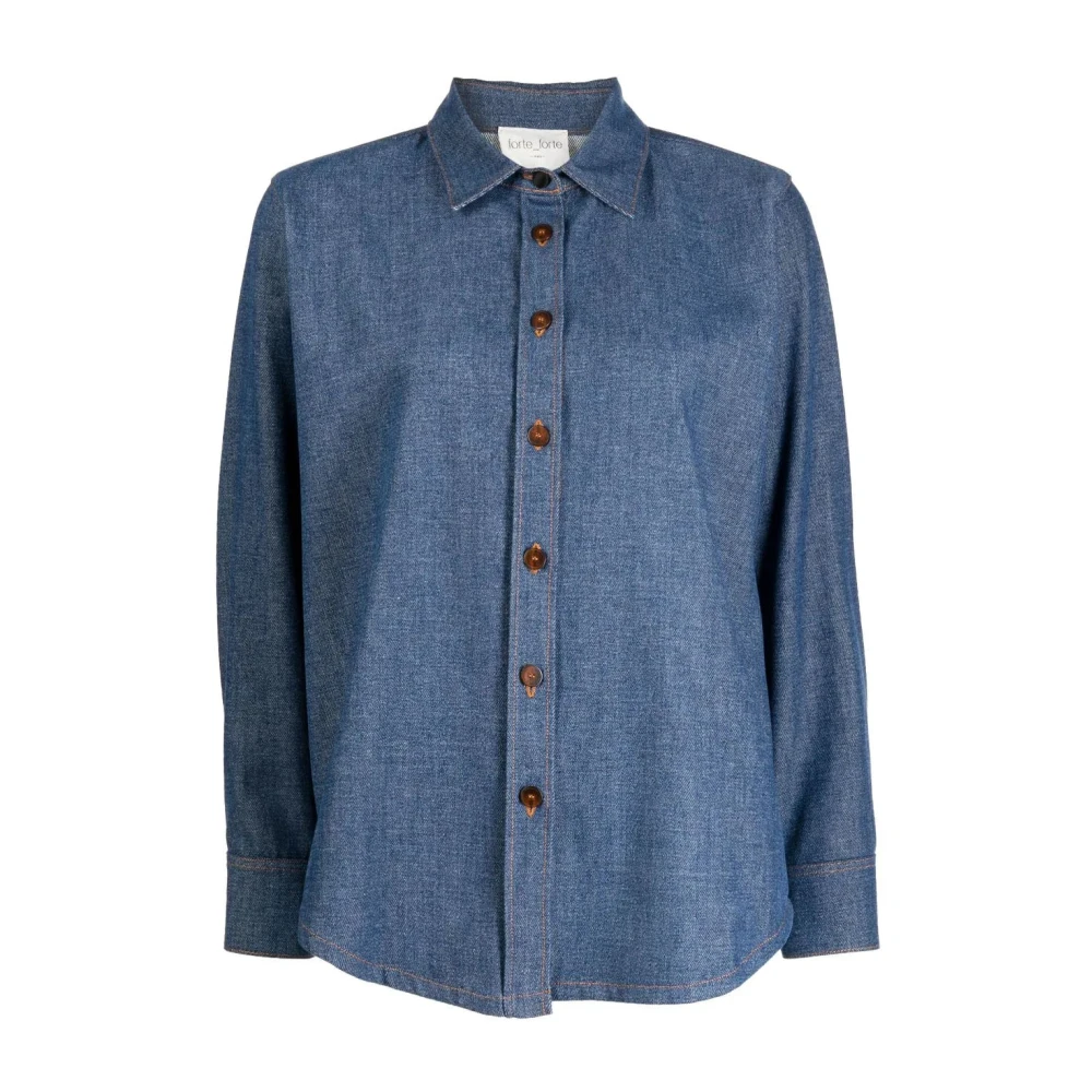 Forte Forte Blue Shirts, Female, M, Denim Long Sleeve Shirt