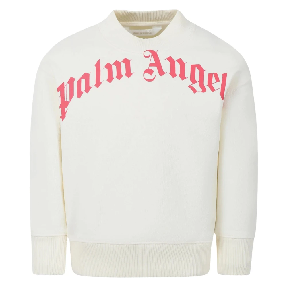 Palm Angels Unisex Ivory Classic Curved Logo Sweatshirt In