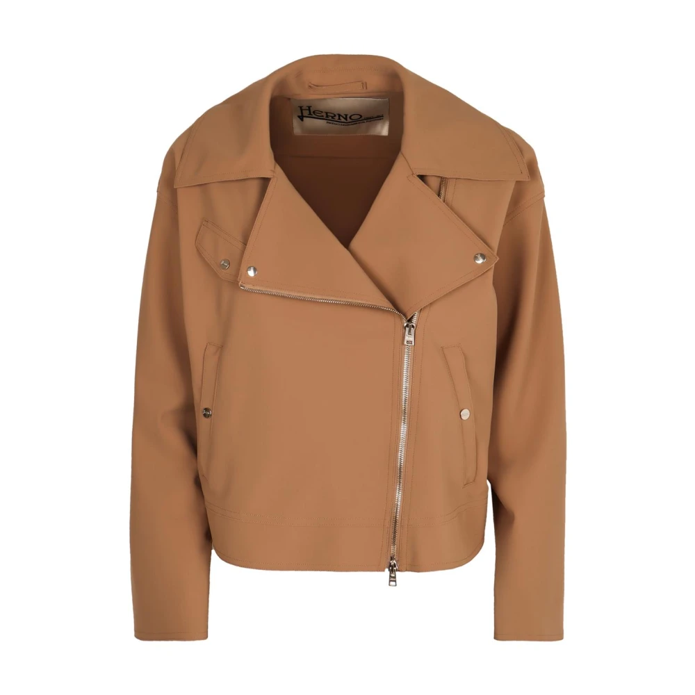 Herno Vrouw Bruin Jassen Dames, M, Cropped Collar Jacket