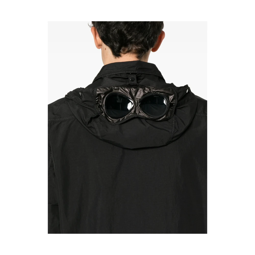 C.P. Company Zwarte hoodie met knoopsluiting vooraan Black Heren