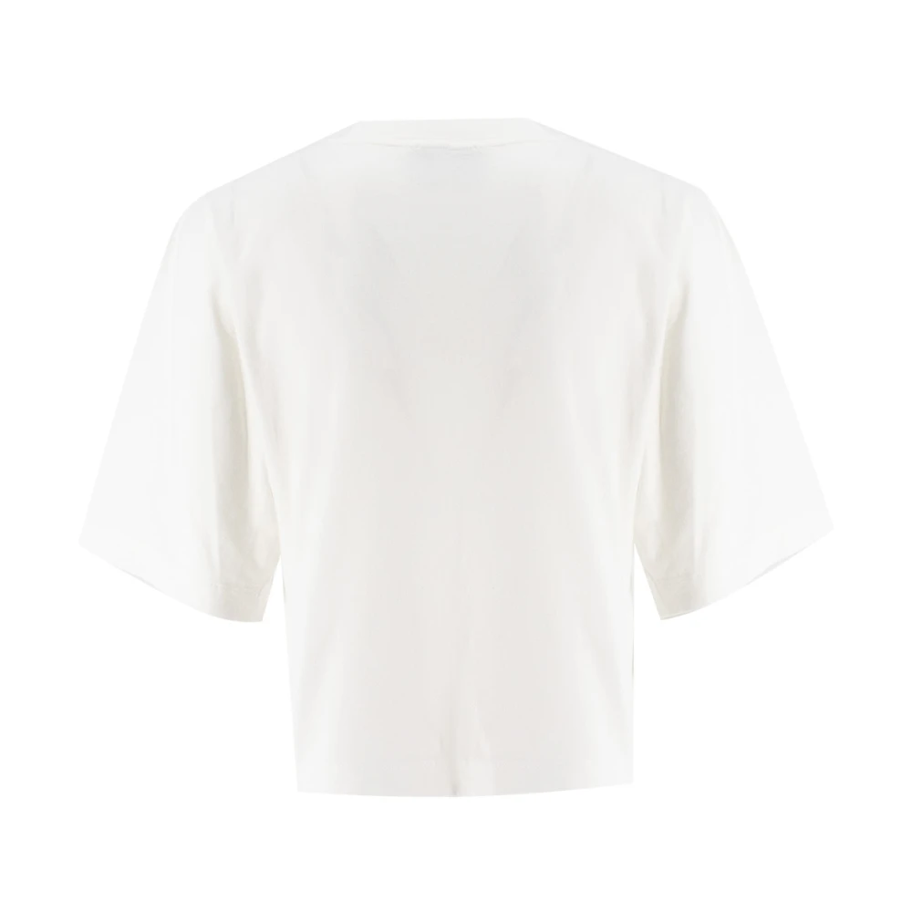 pinko Geknipte katoenen T-shirt met logo White Dames