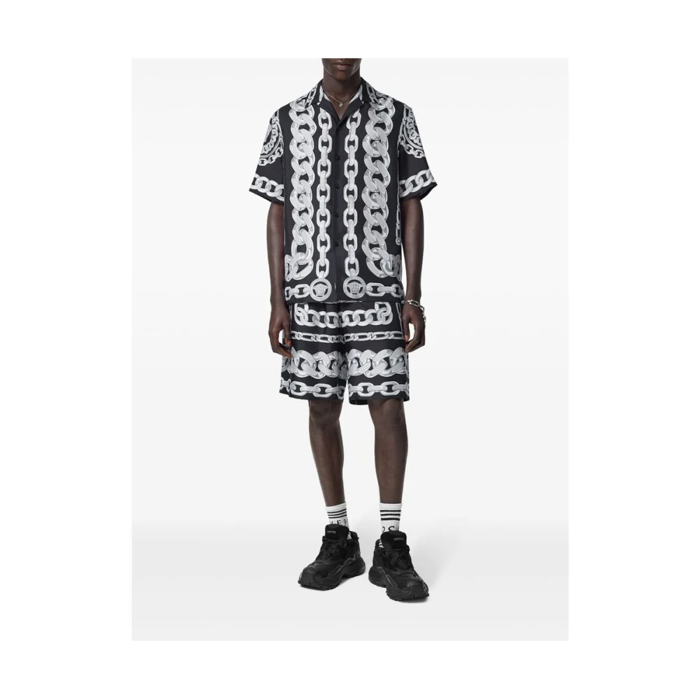 Versace Ketting-Link Print Camp Kraag Shirt Multicolor Heren