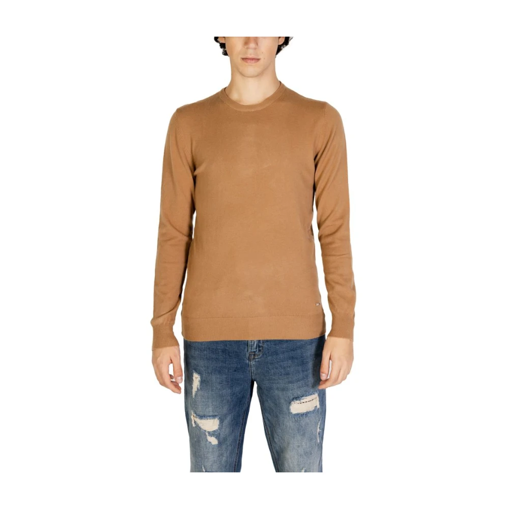 Gianni Lupo Bruine Gebreide Trui Pullover Herfst Winter Collectie Brown Heren