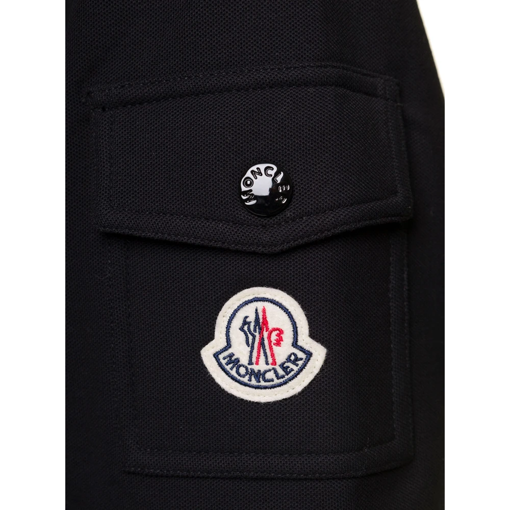 Moncler Zwarte Poloshirt met Gestreepte Kraag Black Dames