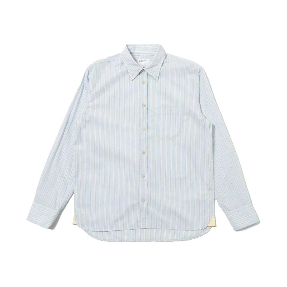 Universal Works Men's Blue Casual Shirts, Xl, Sky Urban Stripe Lazy Day Shirt