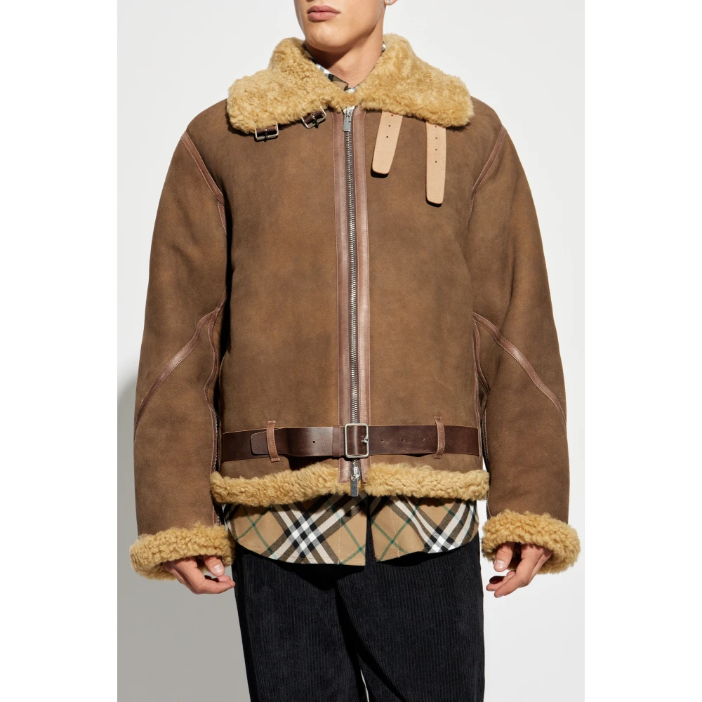 Burberry Shearling jas met zakken Brown Heren