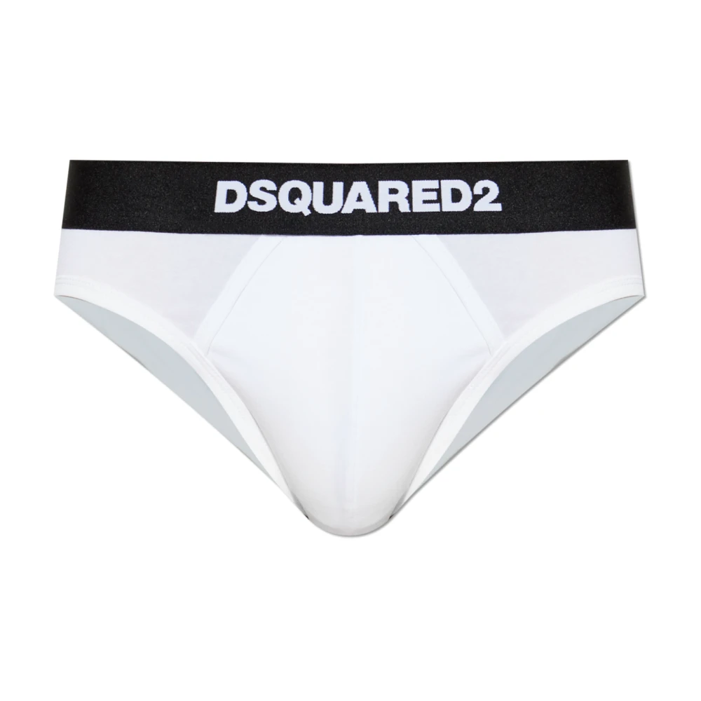 Dsquared2 Herr Vit Underkläder 2XL, Bomull, Cotton Briefs With Logo
