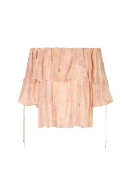 Off-shoulder Silk Top