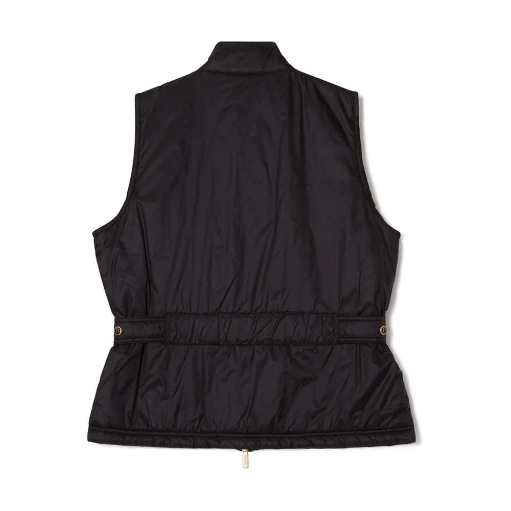 Busnel Zwarte Ellery Vest met hoge kraag en gouden rits Black Dames